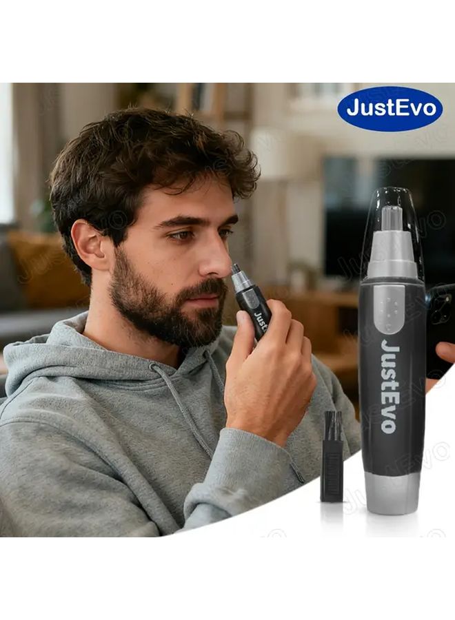 Black Mens Electric Nose Hair Trimmer 3D Design One Button Start Portable - Image 1